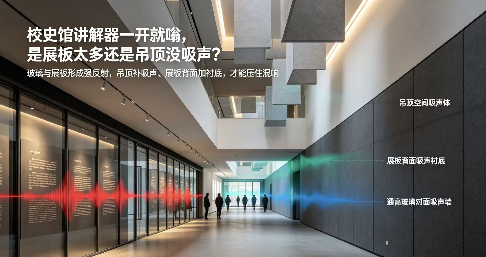校史馆讲解器一开就嗡，是展板太多还是吊顶没吸声？