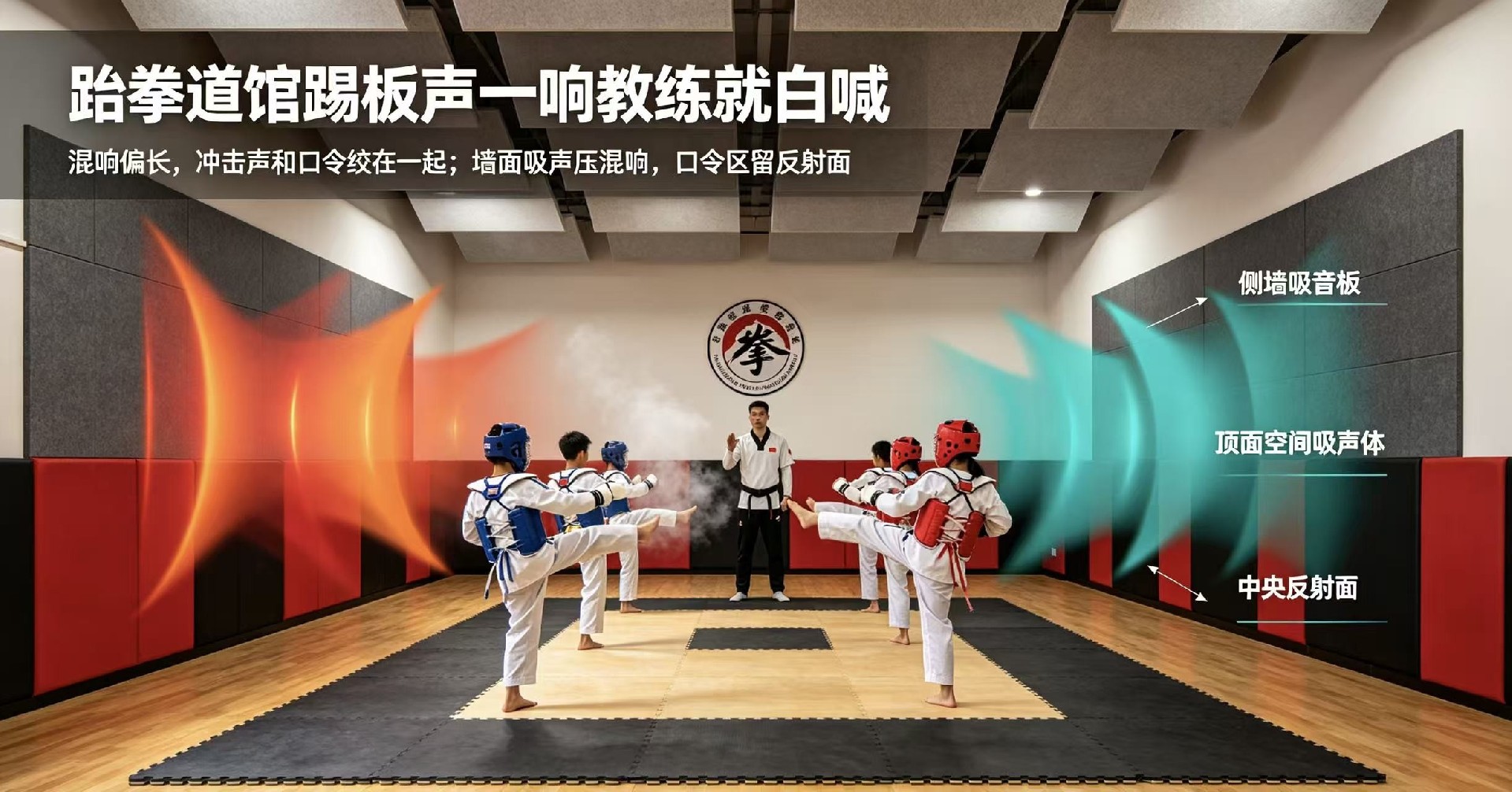 跆拳道馆踢板声一响教练就白喊,是木板太响还是吸声没做?
