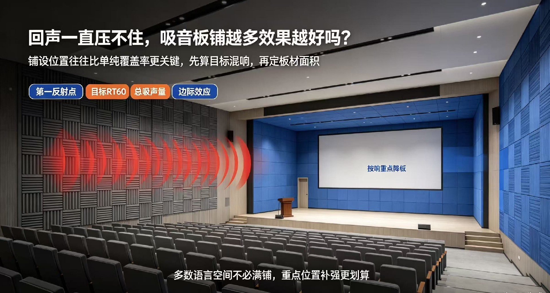 回声一直压不住，吸音板铺越多效果越好吗？