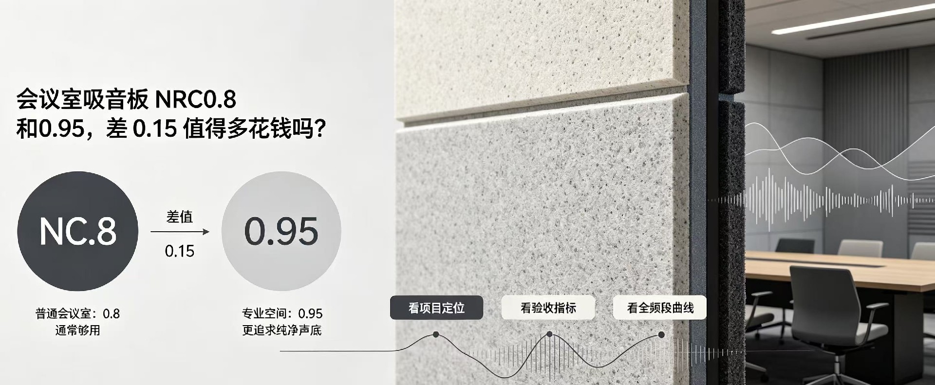 会议室吸音板 NRC0.8 和 0.95，差 0.15 值得多花钱吗？